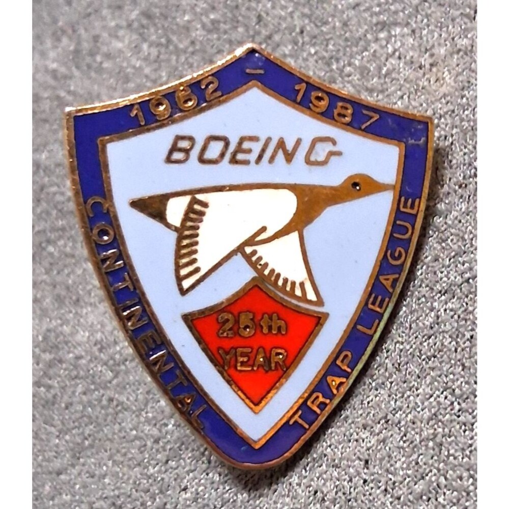 Vintage Boeing Continental Trap League 25th Year Lapel Pin 1962 1987 Enamel